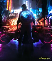 Cyberpunk Captain America in Neon City: Ein atemberaubendes 4K Konzeptkunst