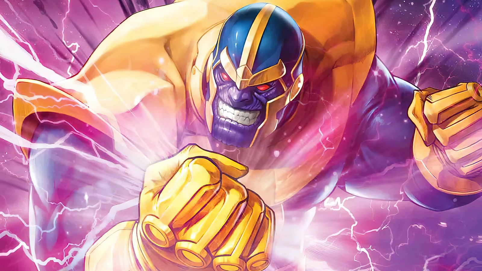 Скачать обои танос, thanos, суперзлодей, комиксы, marvel comics