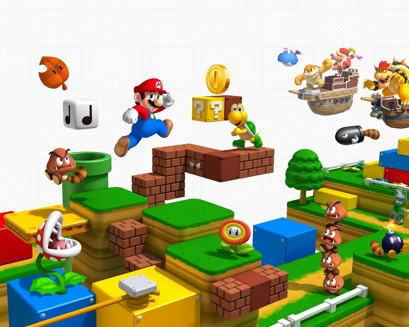 A close up of a nintendo wii game with mario and other characters (3d, game, mario, mario bros, nintendo)