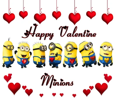 despicable me cartoon, corações, amor vermelho, minions de dia dos namorados