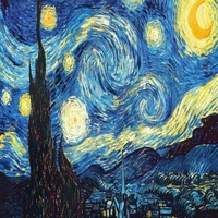 pintura, van gogh, noche estrellada, noche