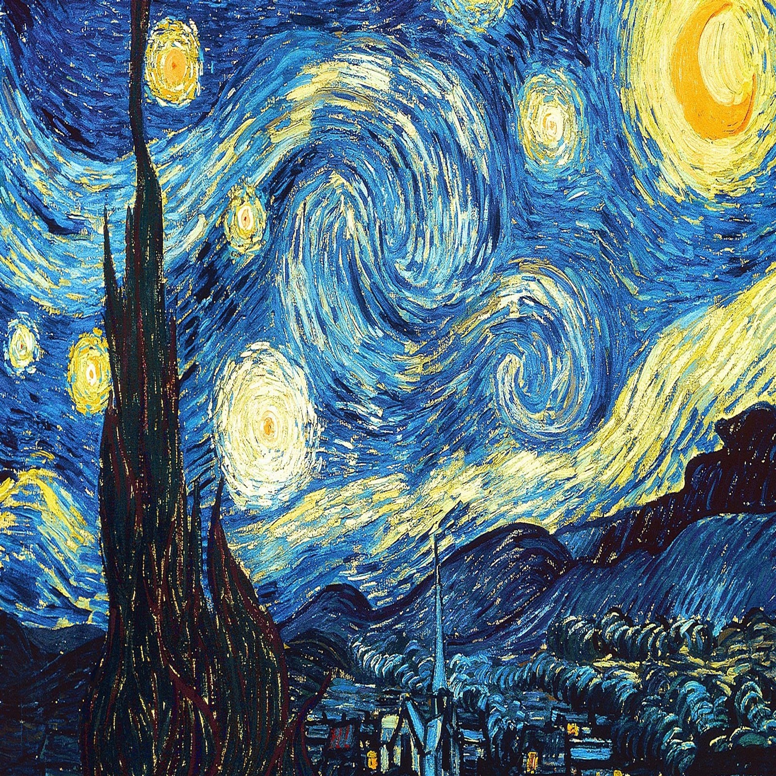 Pintura da noite estrelada de vincent van gogh (pintura, van gogh, noite estrelada, noite)