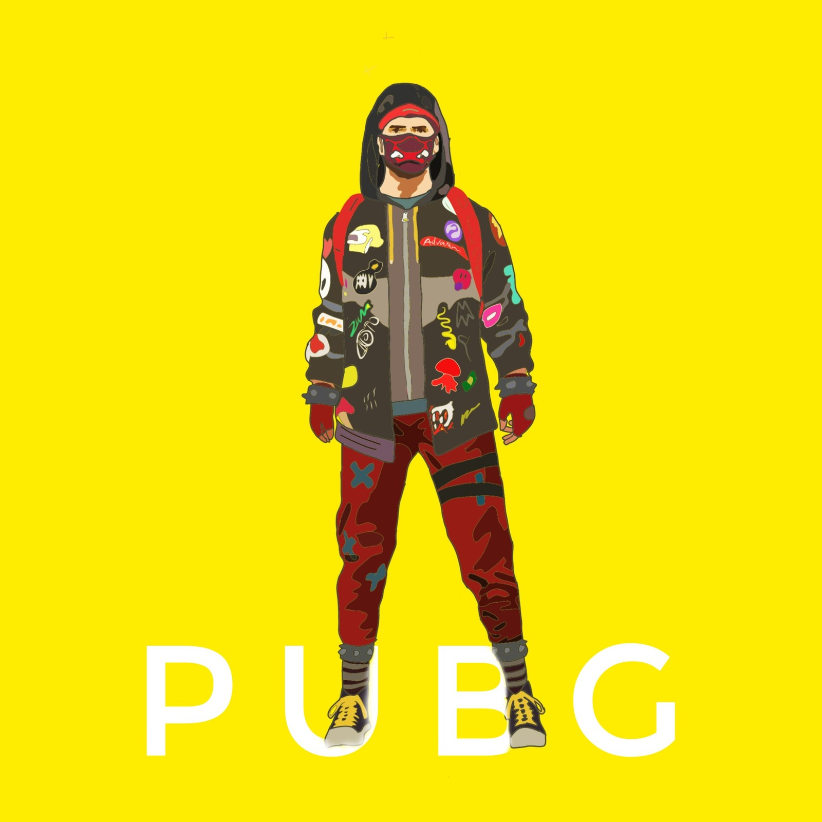 Un primer plano de una persona usando una chaqueta y una máscara (pubg avatar, fondo de pubg, pubg mobile, pubgmobile, fondo de pantalla)