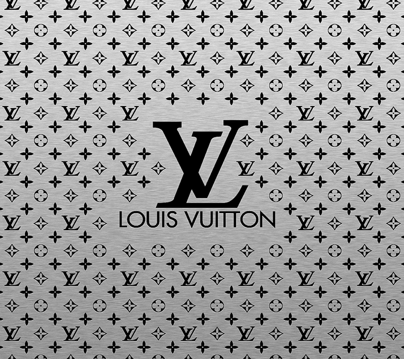 A close up of a louis vuitton logo on a metal surface (black, happy birthday)