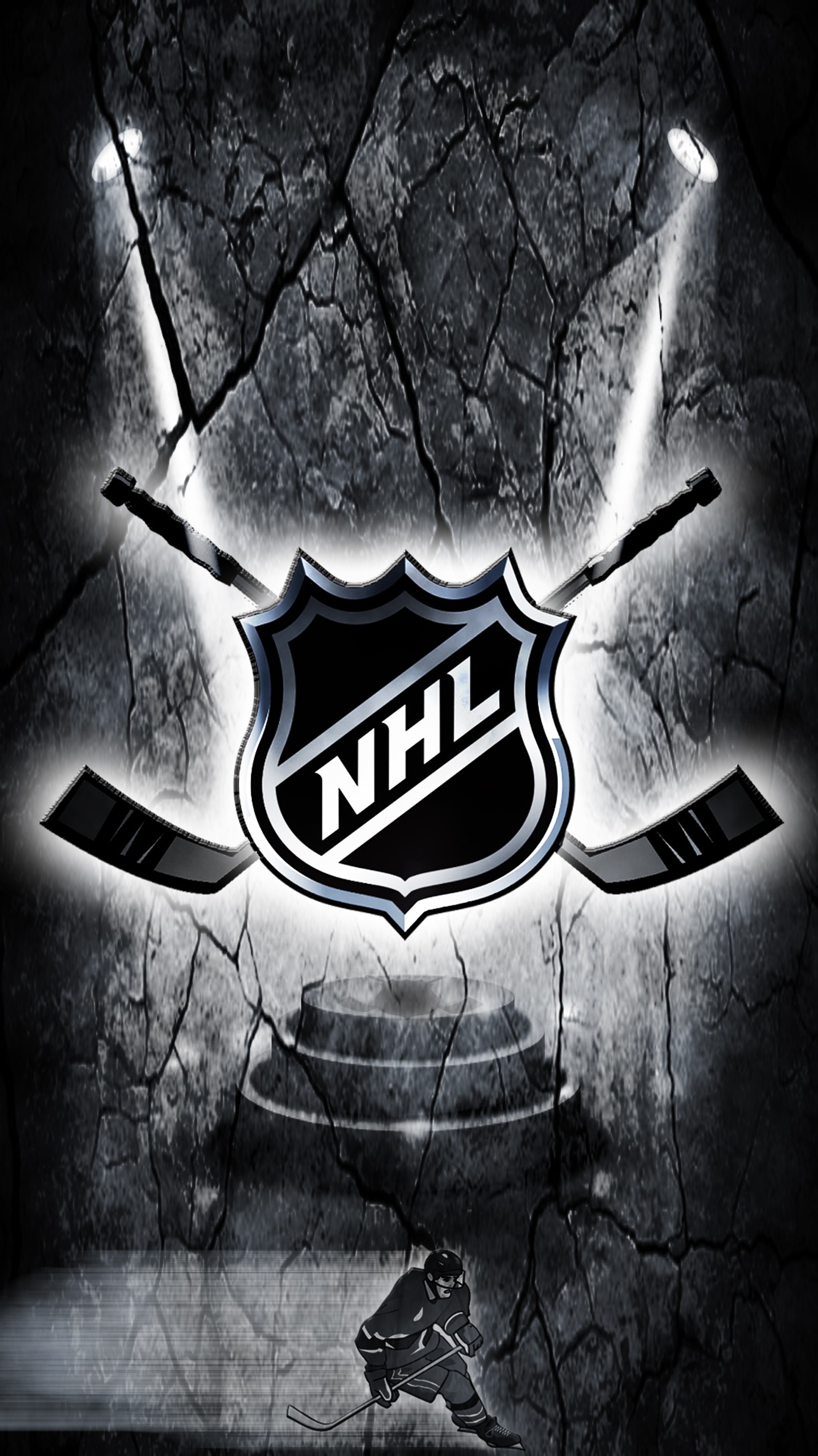 A close up of a hockey logo with two crossed sticks (hockey, nhl)