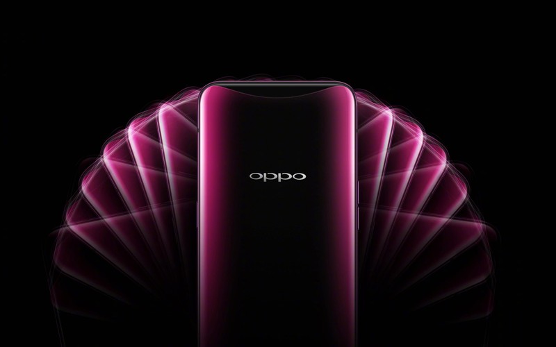 Телефон oppo с розовым светом, освещающим его (oppo, найдите x)