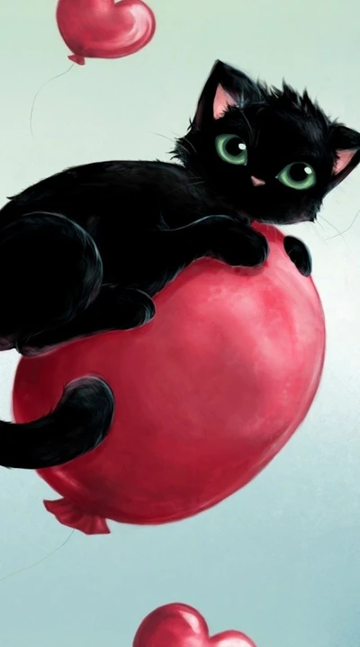 globos, gato negro