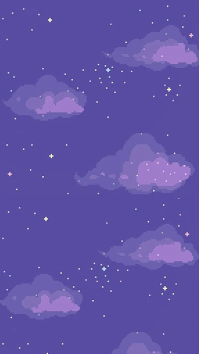 nuvens, fofo, pixels, roxo, céu