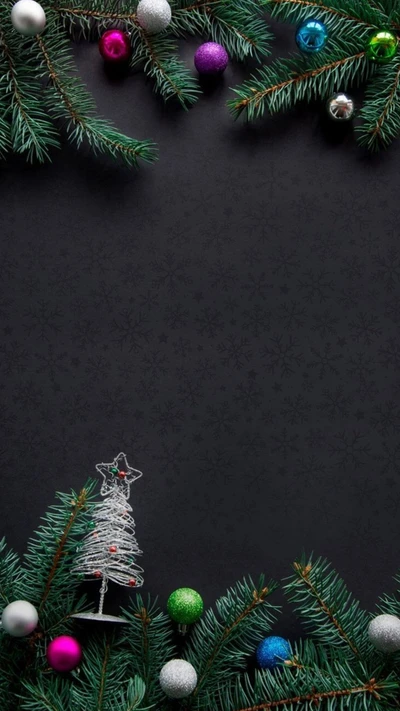 balls, christmas, hd, holiday, pine tree