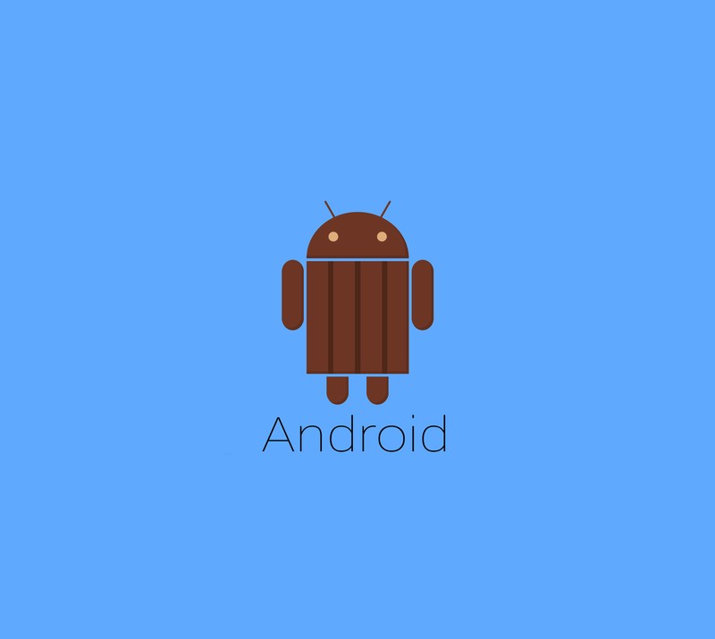 Крупный план коричневого логотипа android на синем фоне (абстракция, android kitkat, элегантный, howtomen, киткат)