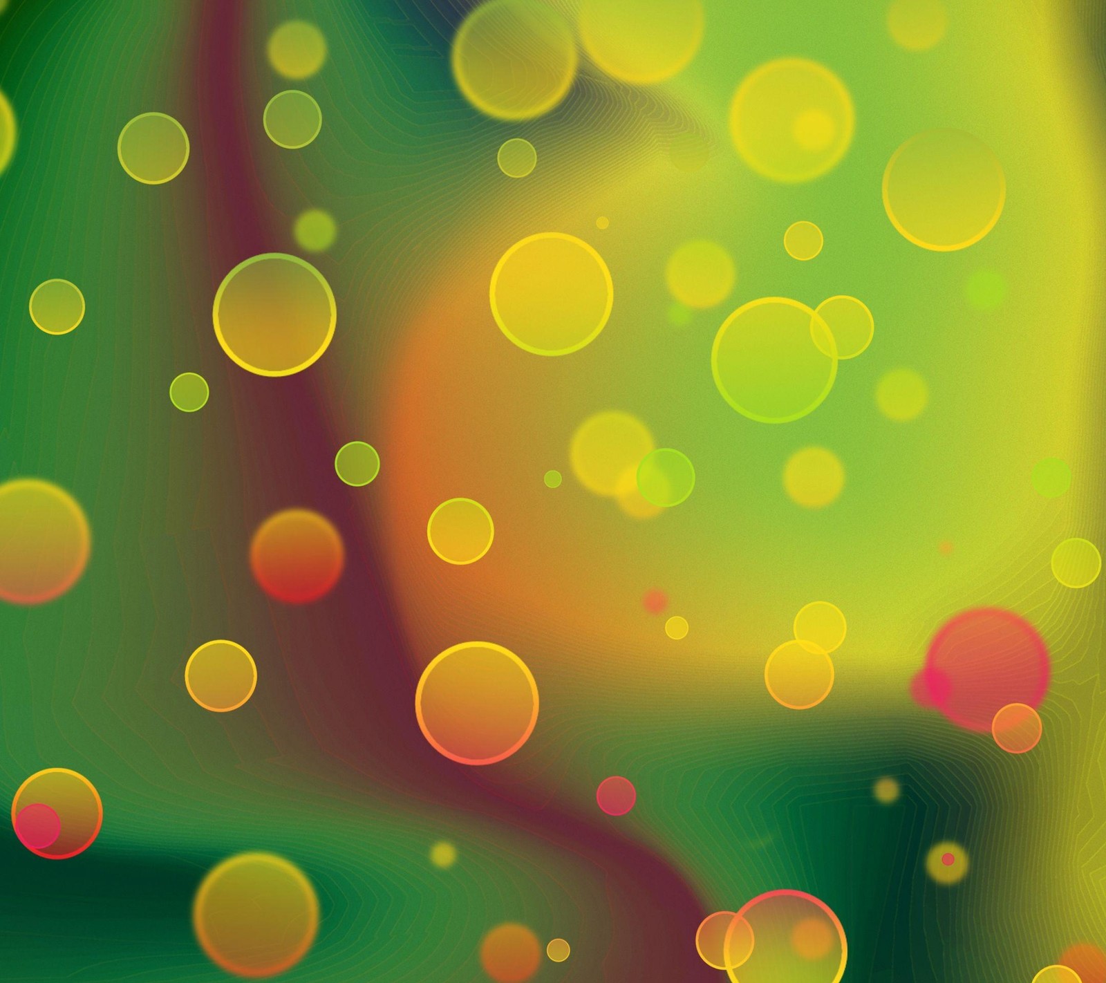 A close up of a blurry photo of a green and yellow background (bubles, colours, cute, nice)