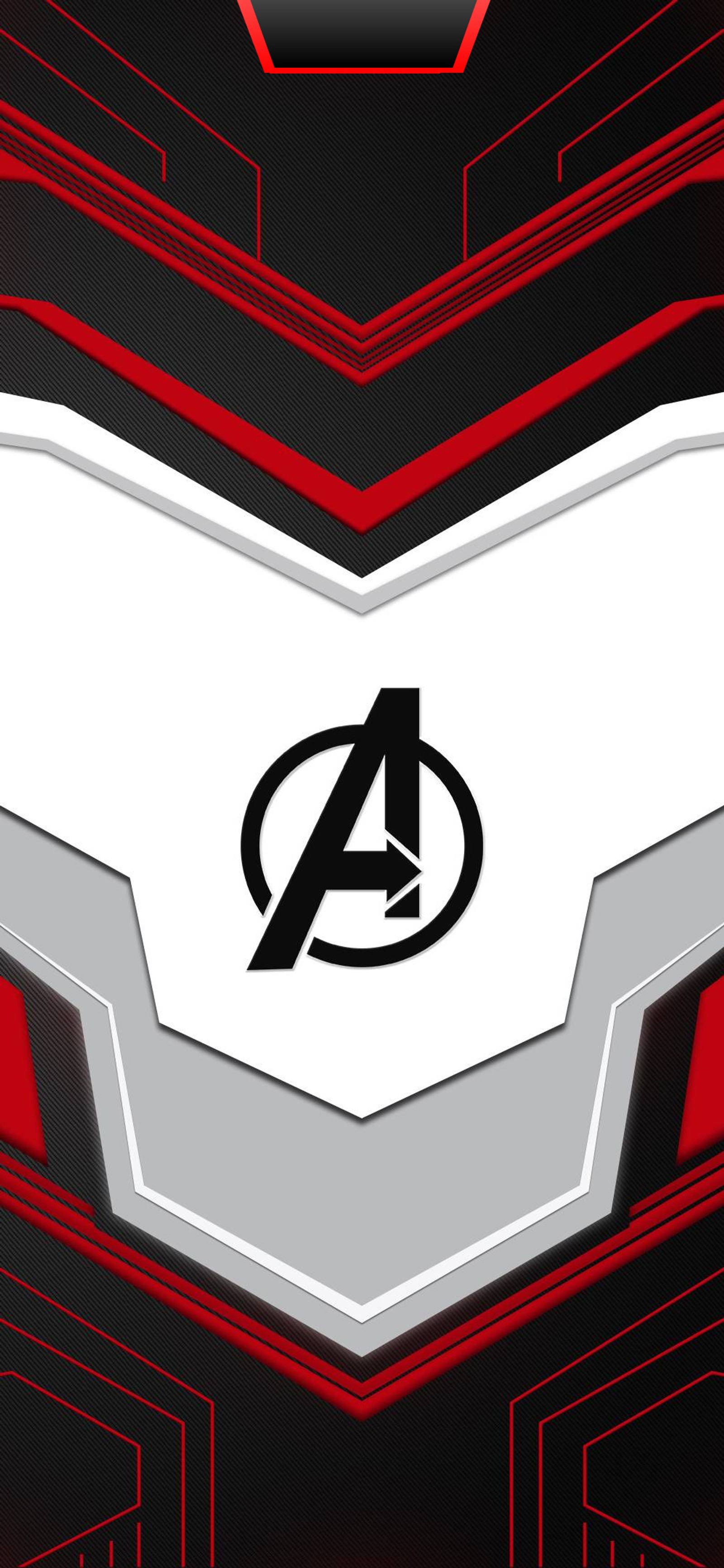 Avengers logo on a red and black background (avengers, barra, escudo, notch, shield)