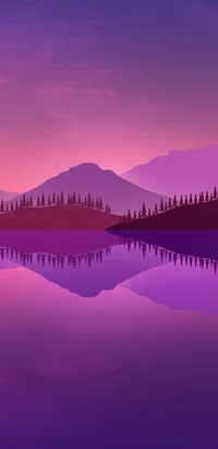 Serene Dusk Reflection Over Purple Mountains and Water