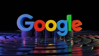 3D Google-Logo auf dunklem reflektierendem Hintergrund