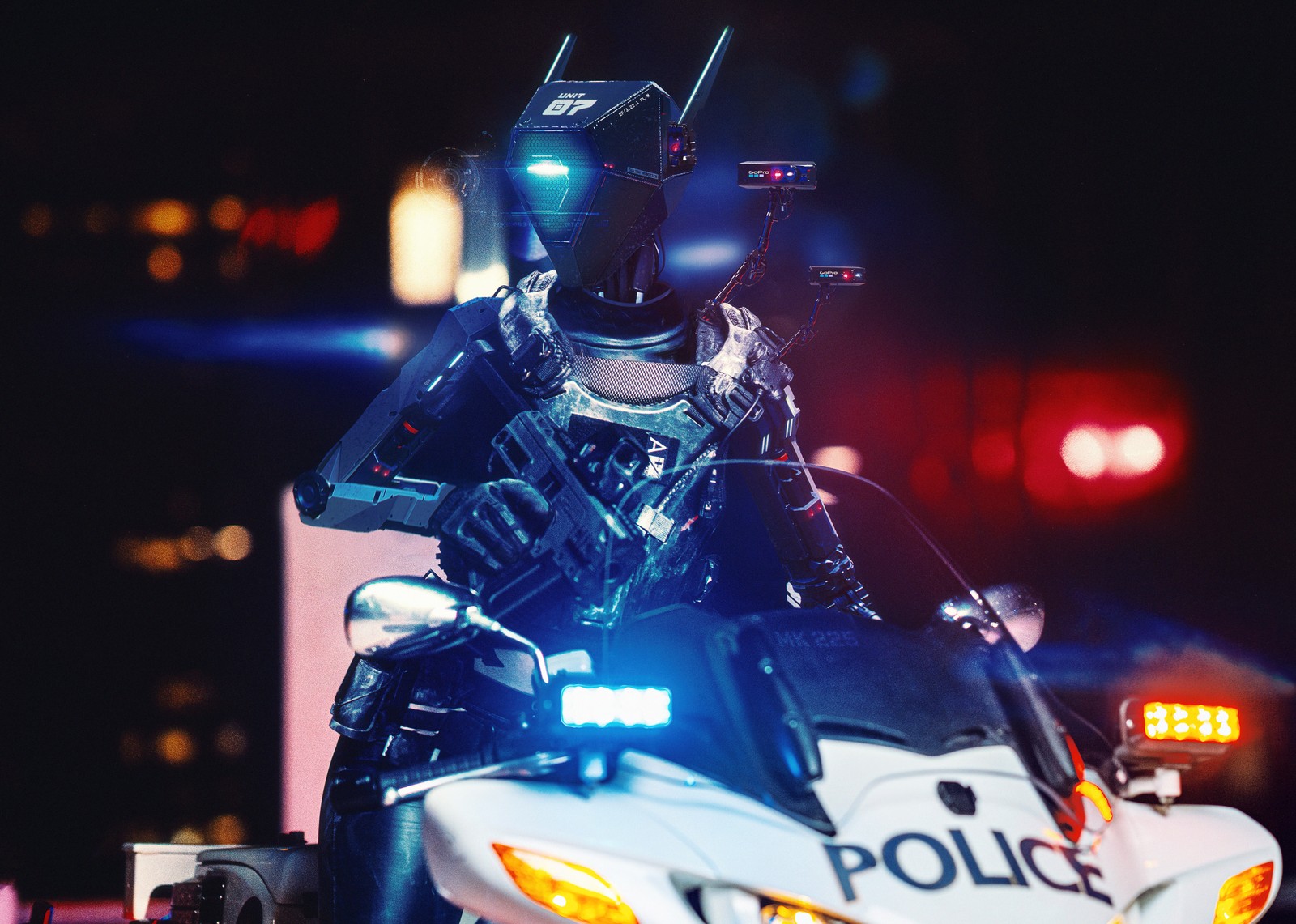 Baixar papel de parede polícia, chappie, robô, cyberpunk, policial