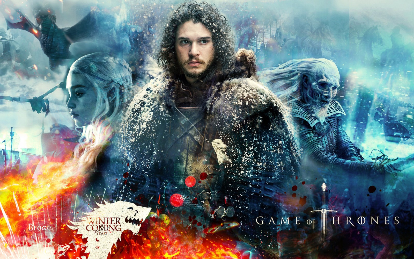 Baixar papel de parede game of thrones, jon snow, daenerys targaryen, arte, cabelo facial