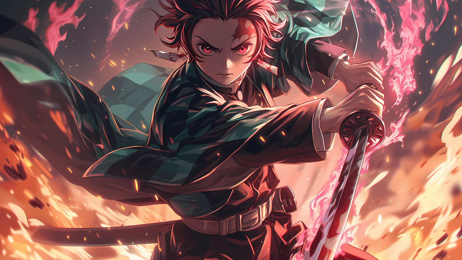 Anime, anime, dämon, dämonenjäger, dämonenjäger, dämonenjäger, dämon, dämon (tanjiro kamado, katana, dämonentöter kimetsu no yaiba, demon slayer kimetsu no yaiba, 5k)