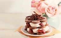 Decadent Chocolate Layer Cake with Whipped Cream and Fresh Cherries