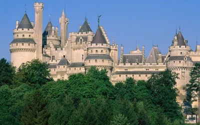 Majestuoso castillo medieval rodeado de exuberante vegetación