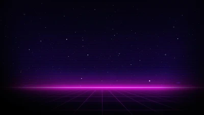 Neon Outrun Landscape: Abstract Purple Horizon