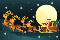 santa claus, reindeer, vector graphics, christmas day, illustration wallpaper