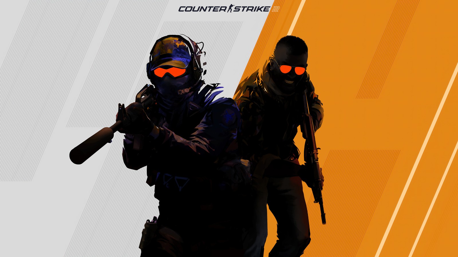 A close up of two people with guns and a helmet (counter strike 2, video game, csgo 2)