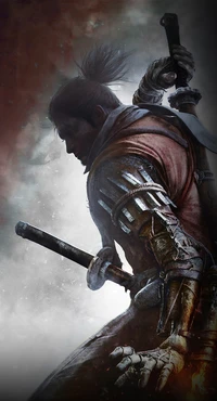 Guerreiro heroico em Sekiro: Shadows Die Twice - Uma escultura dinâmica de ação e determinação