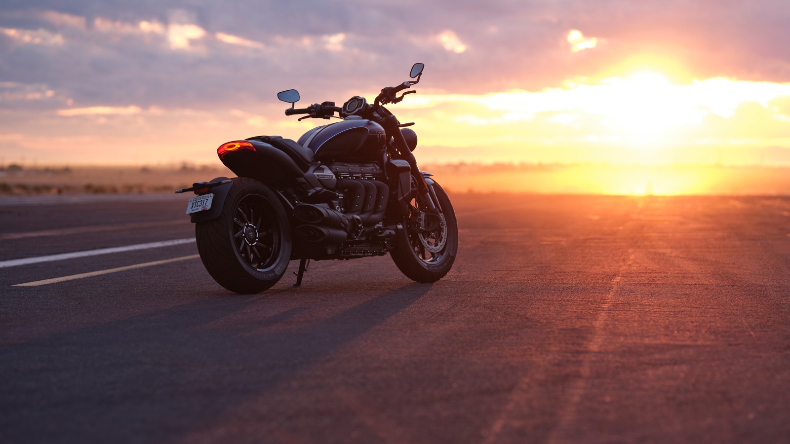 Téléchargez le fond d'écran triumph rocket 3 gt, muscle cruiser, 5k, coucher de soleil, 2024