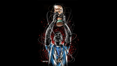 lionel messi, world cup 2022, черный фон, произведение искусства, amoled