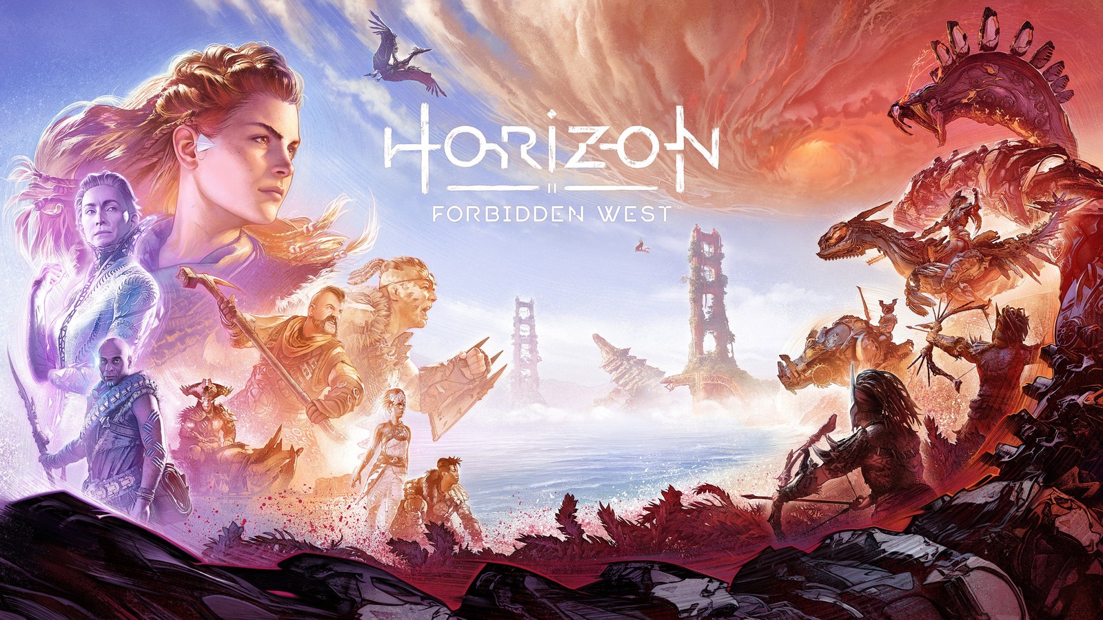 Horizont forbidden west выходит на консоли и пк (horizon forbidden west, ключевое искусство, playstation 5, арт игры, игры)