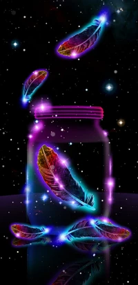 Violet Feathers in a Cosmic Jar: A Dreamy Animation of Light and Nature