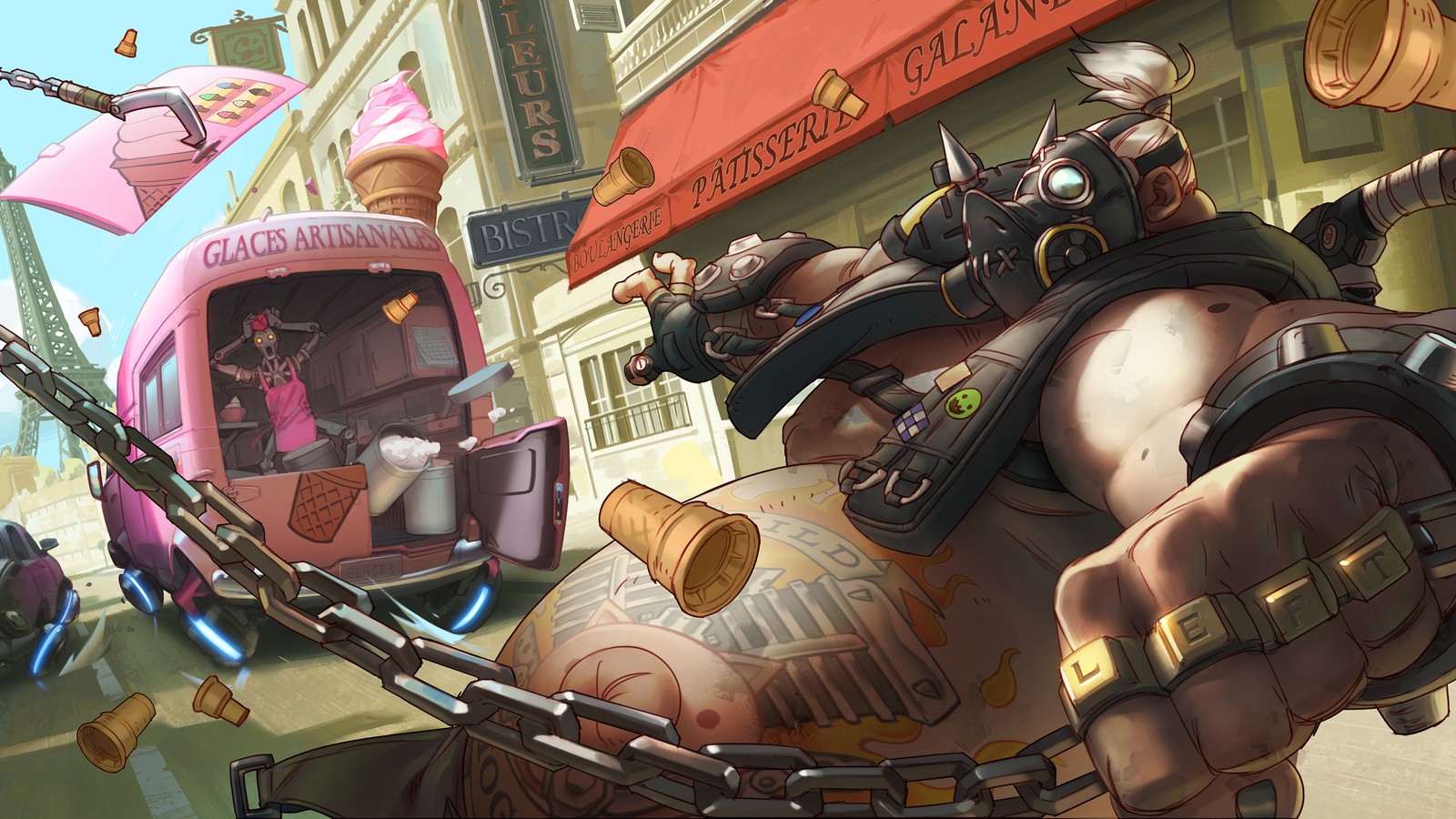 roadhog, overwatch, video game wallpaper