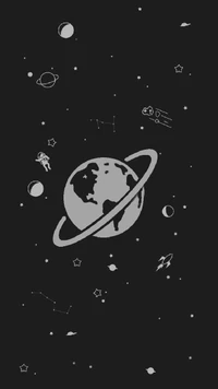 space, draw, black, planet, stars