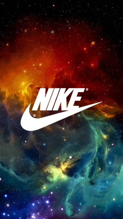 Logotipo da Nike contra um céu noturno cósmico em 4K