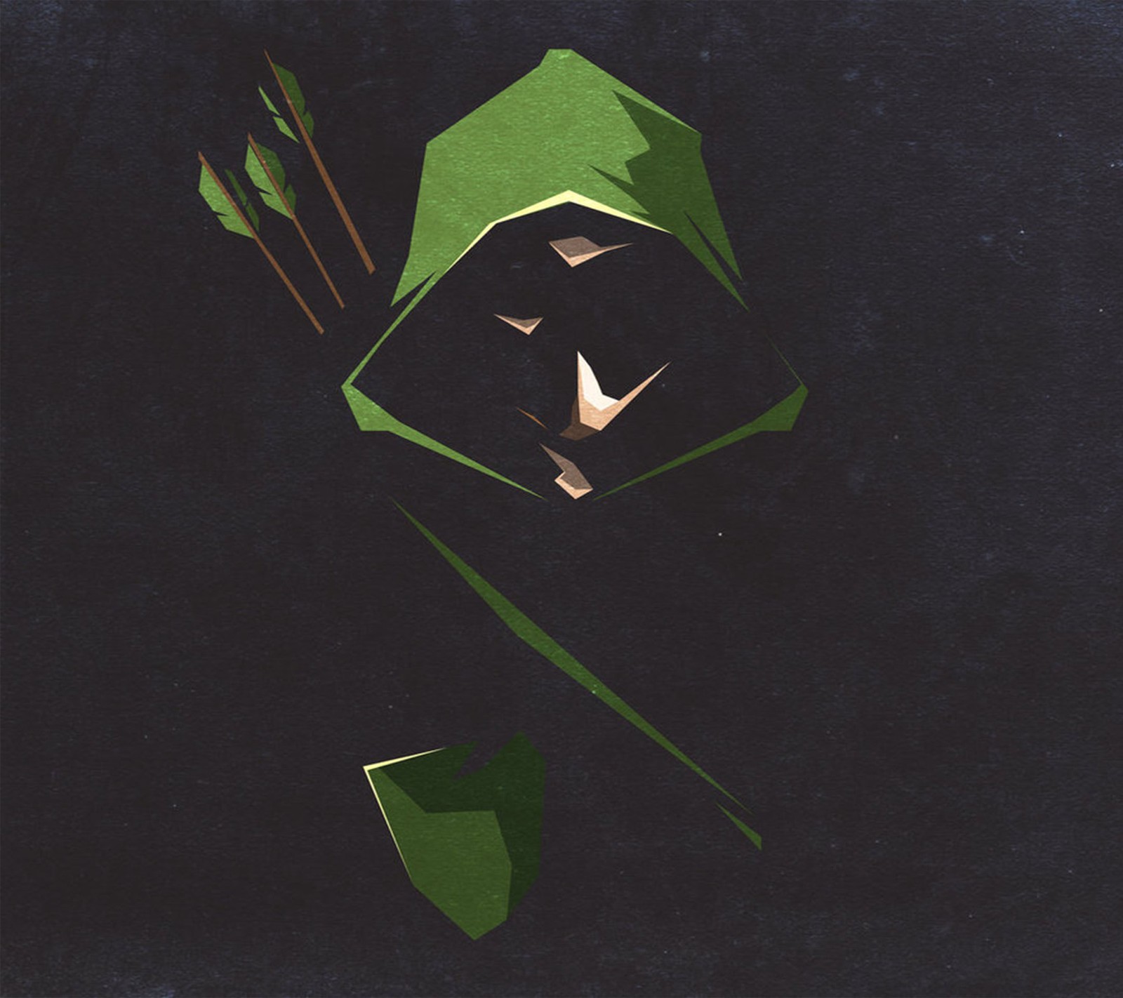 Arrows are in the green hoodie of a man with a green hoodie (arrow, green)