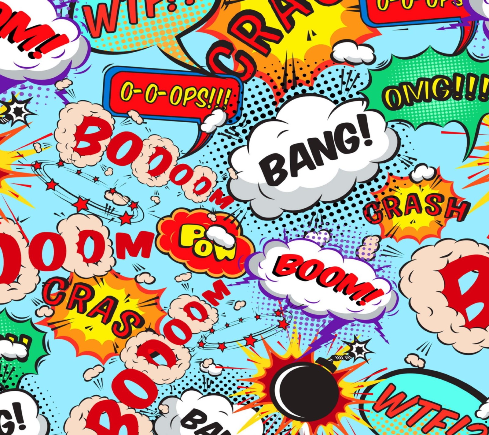 A close up of a bunch of comic speech bubbles (hthr, sfsdf)