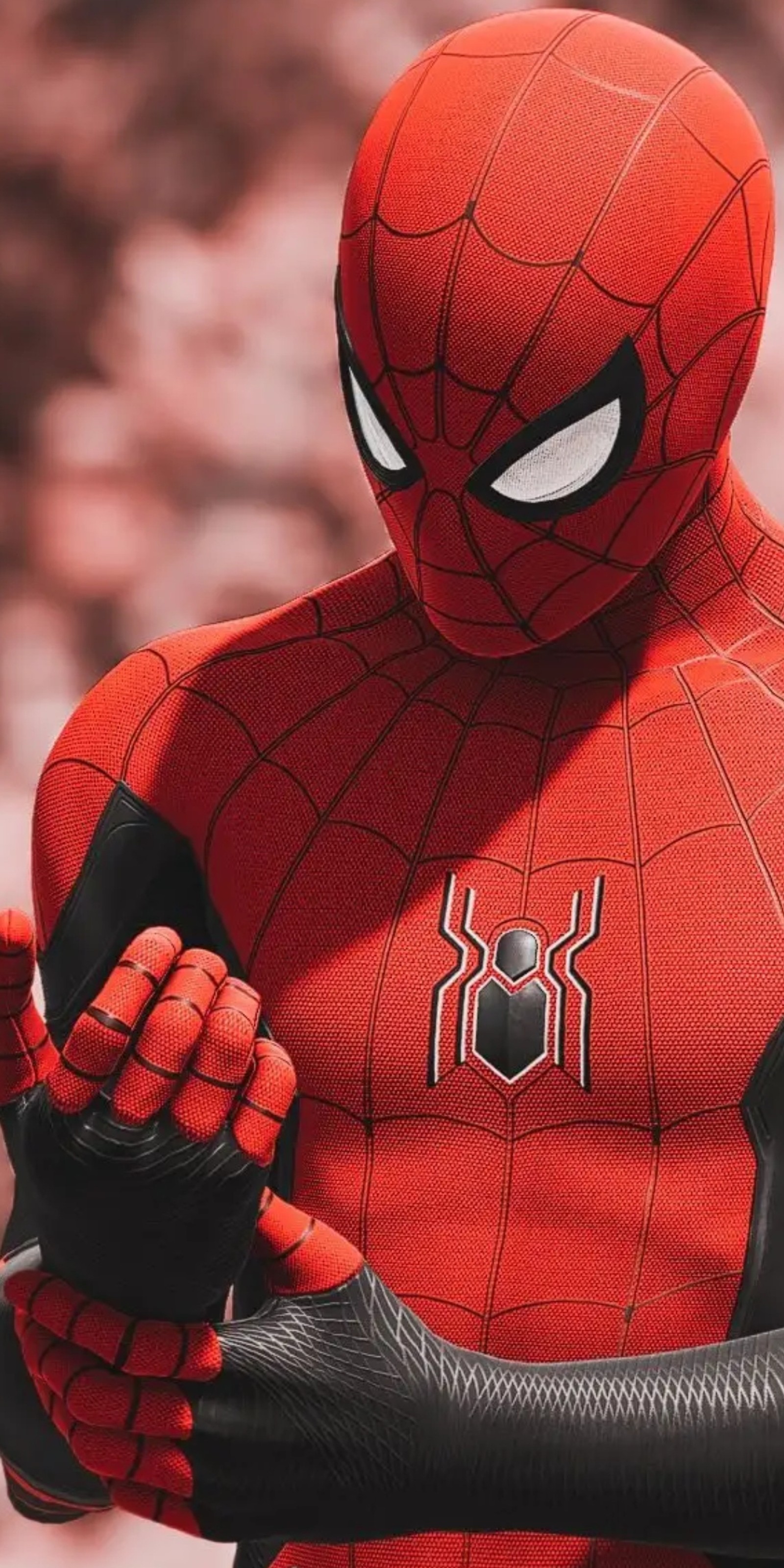 Spider-man dans un costume rouge avec des gants noirs (araignée, spider man, papier peint spider man, spiderman)