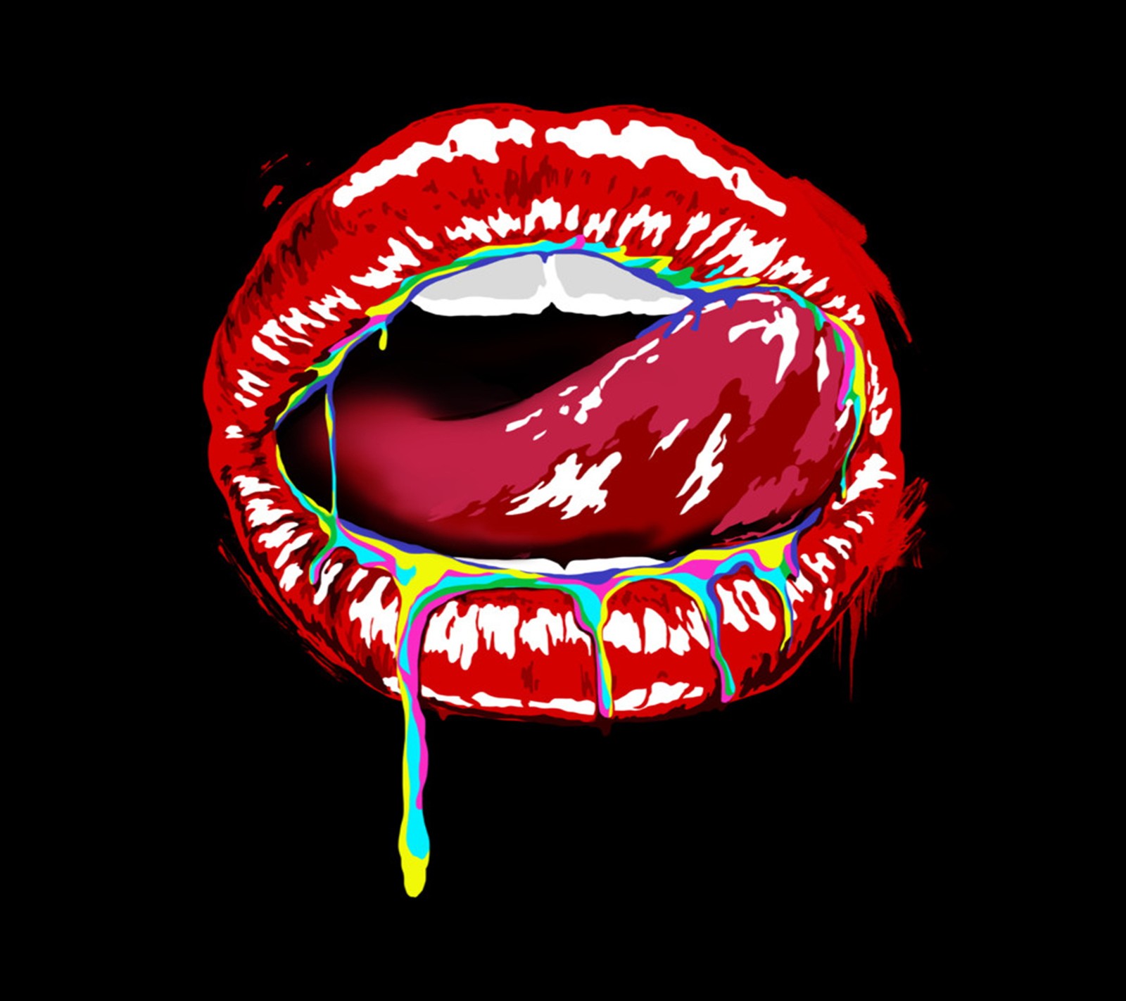 A close up of a red lip with a dripping liquid on it (dhf, gsw)