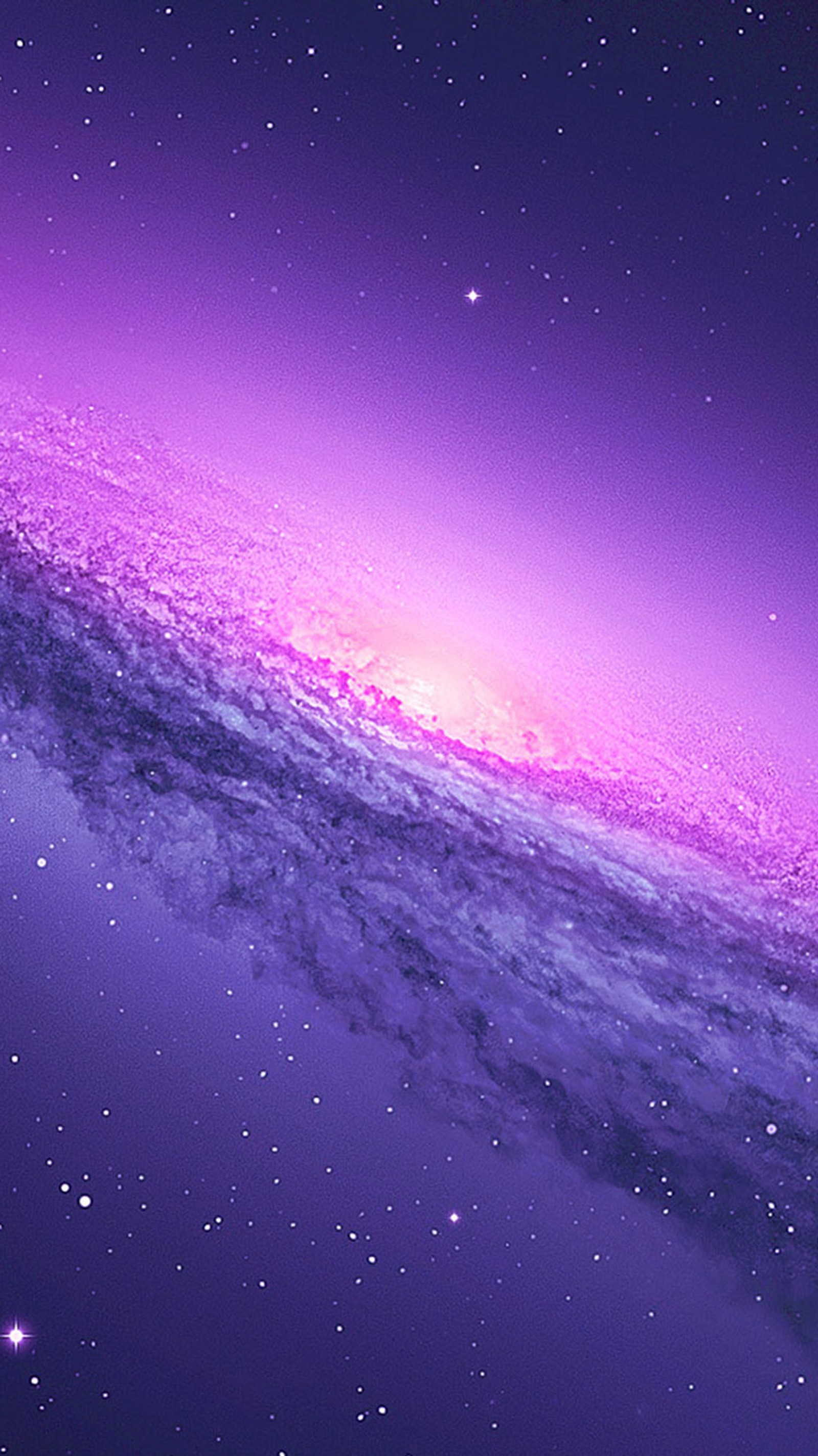 Purple and blue galaxy with stars and a bright light (colors, galaxy, iphone, ipod, nature)