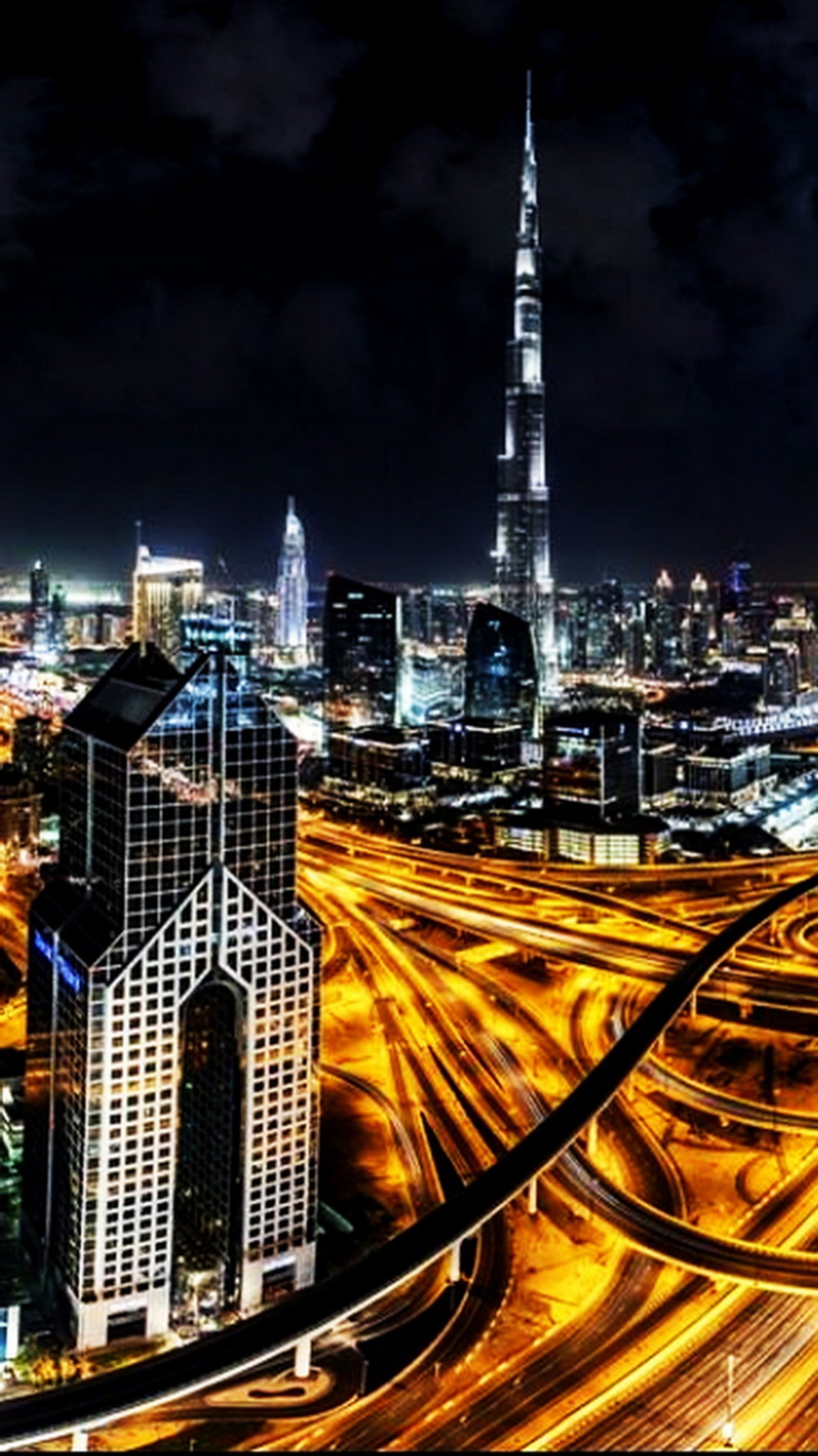 city, dubai, lights, night, view wallpaper