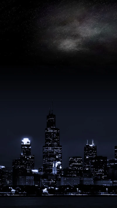 buildings, city, dark, night, sky