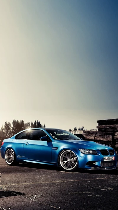 bleu, bmw, voiture, moteur, m3