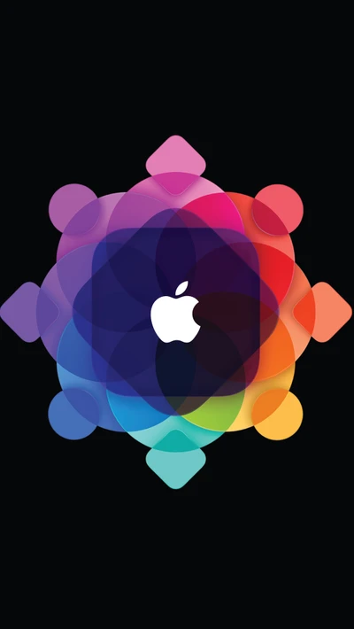 Design de papel de parede com o logotipo colorido da Apple