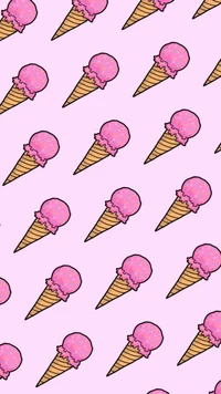 cones, cute, ice cream, pattern, pink wallpaper