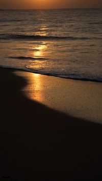 Serene Sunset Reflections on Sri Lankan Coastline