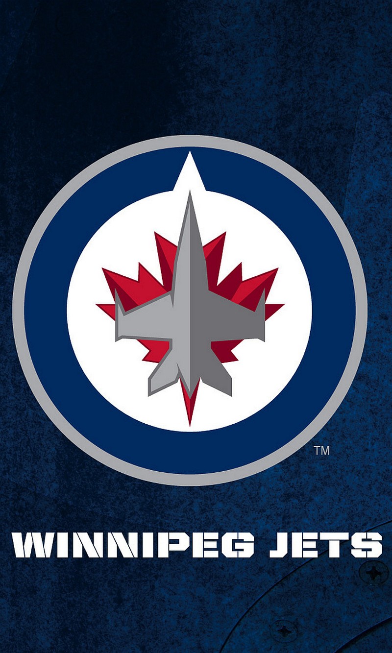 Крупный план логотипа winnipeg jets на синем фоне (хоккей, реактивные самолёты, логотип, нхл, nhl)