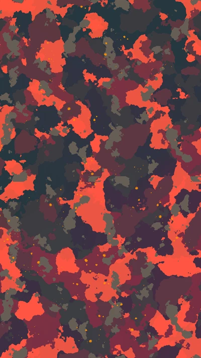 Vibrant Camouflage Pattern in Shades of Red and Dark Tones