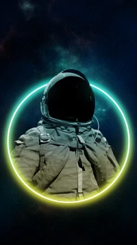 Neon Astronaut in the Cosmos: A Journey Through the Universe