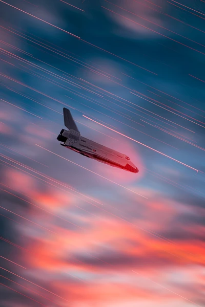 NASA Space Shuttle Enterprise Soaring Through a Vibrant Atmosphere