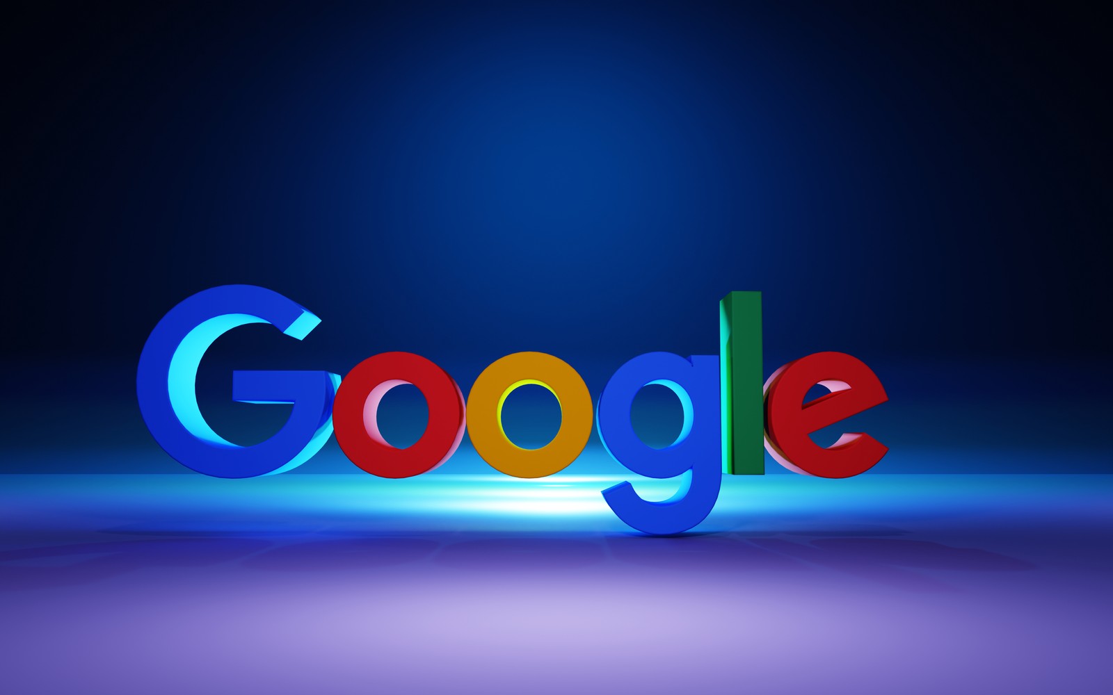 A google logo with the word google spelled in colorful letters (google, blue background, 3d art, technology, 4k wallpaper)